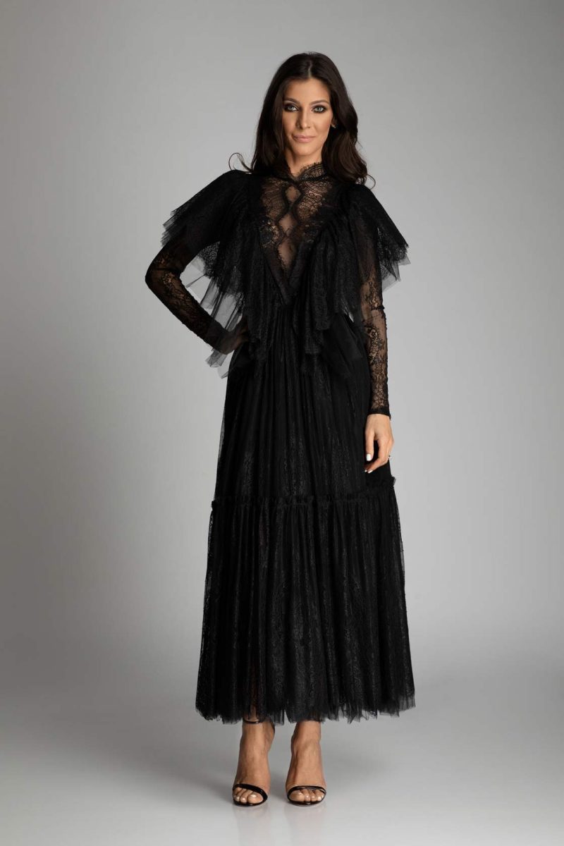 Alternative view of Rochie midi din dantelă și tulle