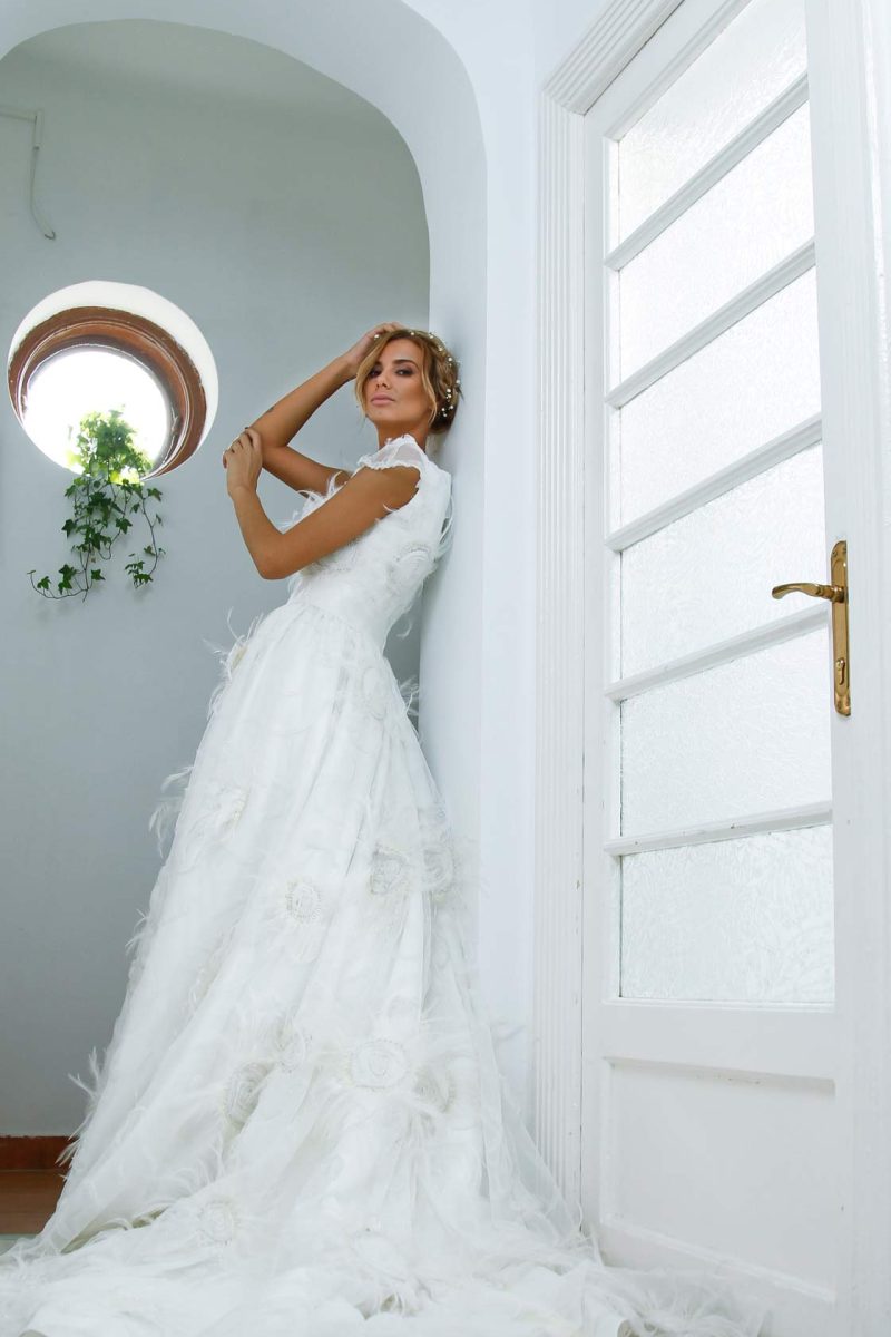 Rochie din tulle cu aplicații 3D