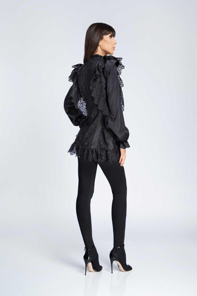 Alternative view of Bluză din mătase cu dantelă