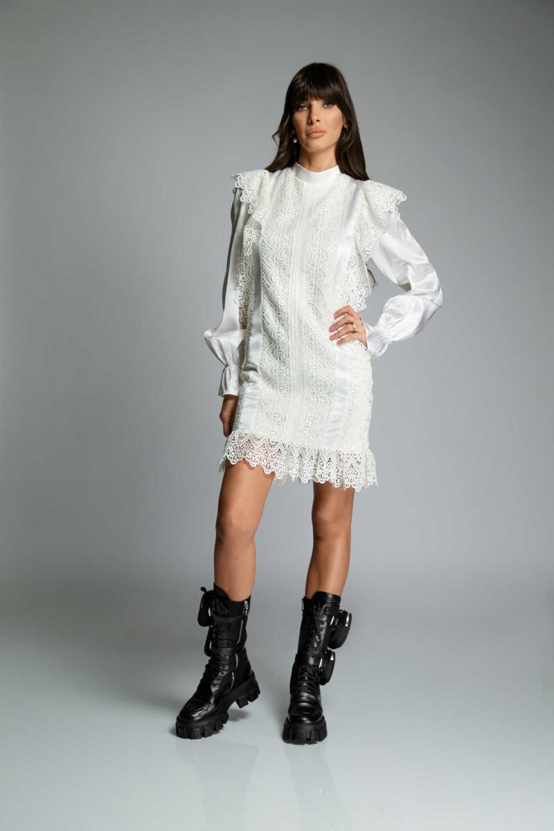 Rochie din mătase naturală cu dantelă